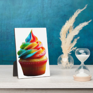 SlipperyJoe's dazzling rainbow cupcake swirled fro Plaque