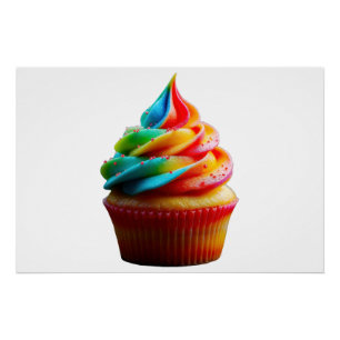 SlipperyJoe's dazzling rainbow cupcake swirled fro Poster