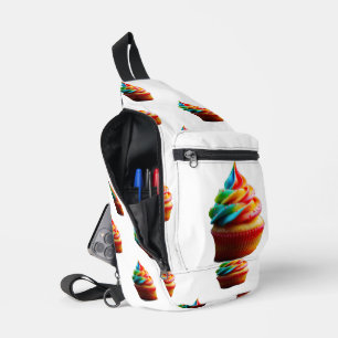 SlipperyJoe's dazzling rainbow cupcake swirled fro Sling Bag