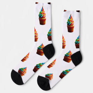 SlipperyJoe's dazzling rainbow cupcake swirled fro Socks