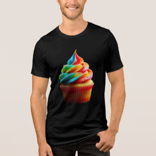 SlipperyJoe's dazzling rainbow cupcake swirled fro Tri-Blend Shirt