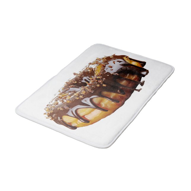 SlipperyJoe's decadent donut covered thick glossy  Bath Mat (Angled)