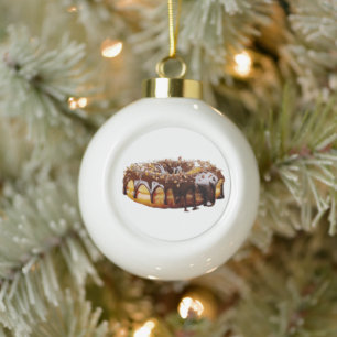 SlipperyJoe's decadent donut covered thick glossy Ceramic Ball Christmas Ornament