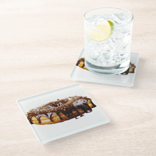 SlipperyJoe's decadent donut covered thick glossy Glass Coaster