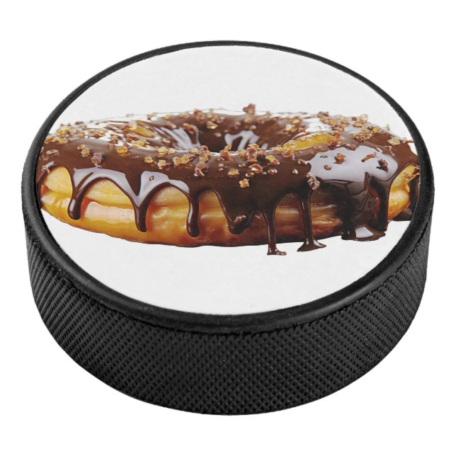 SlipperyJoe's decadent donut covered thick glossy  Hockey Puck (3/4)