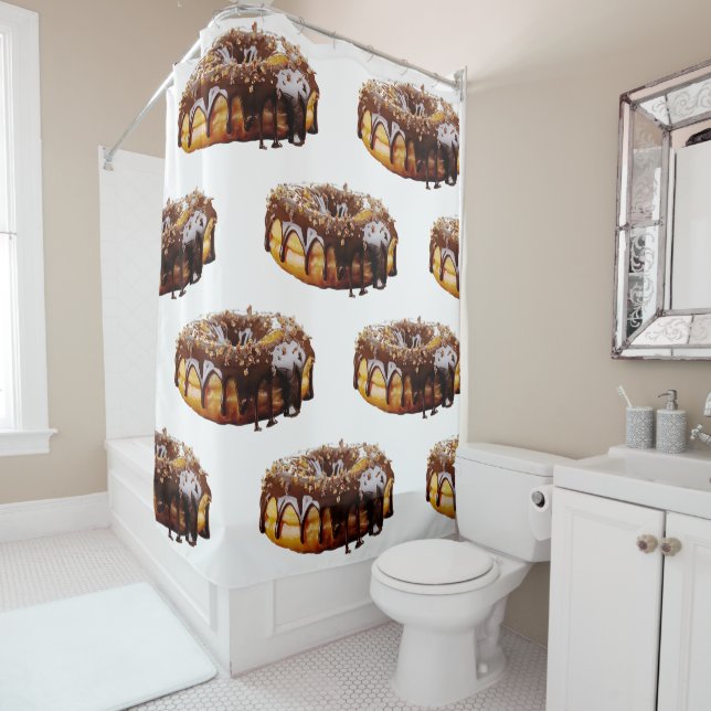 SlipperyJoe's decadent donut covered thick glossy  Shower Curtain (In Situ)