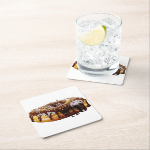 SlipperyJoe's decadent donut covered thick glossy Square Paper Coaster
