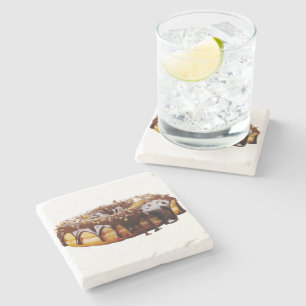 SlipperyJoe's decadent donut covered thick glossy Stone Coaster