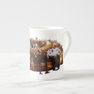 SlipperyJoe's decadent doughnut covered thick glos Bone China Mug