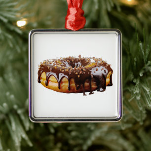 SlipperyJoe's decadent doughnut covered thick glos Metal Ornament
