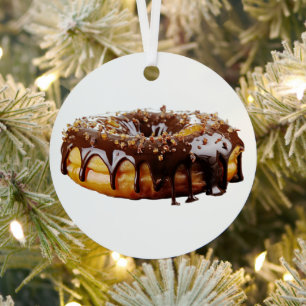 SlipperyJoe's decadent doughnut covered thick glos Metal Tree Decoration
