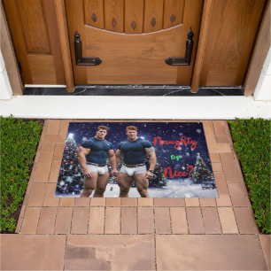 SlipperyJoe's decorated snow-covered Christmas tre Doormat