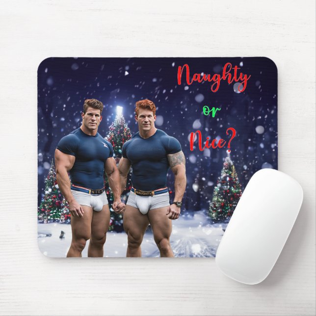 SlipperyJoe's decorated snow-covered Christmas tre Mouse Pad (With Mouse)