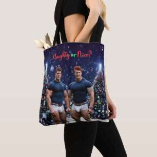 SlipperyJoe's decorated snow-covered Christmas tre Tote Bag