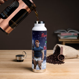 SlipperyJoe's decorated snow-covered Christmas tre Water Bottle