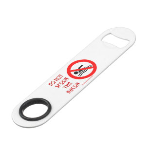 SlipperyJoe's Do Not Spoon Bacon red warning man s