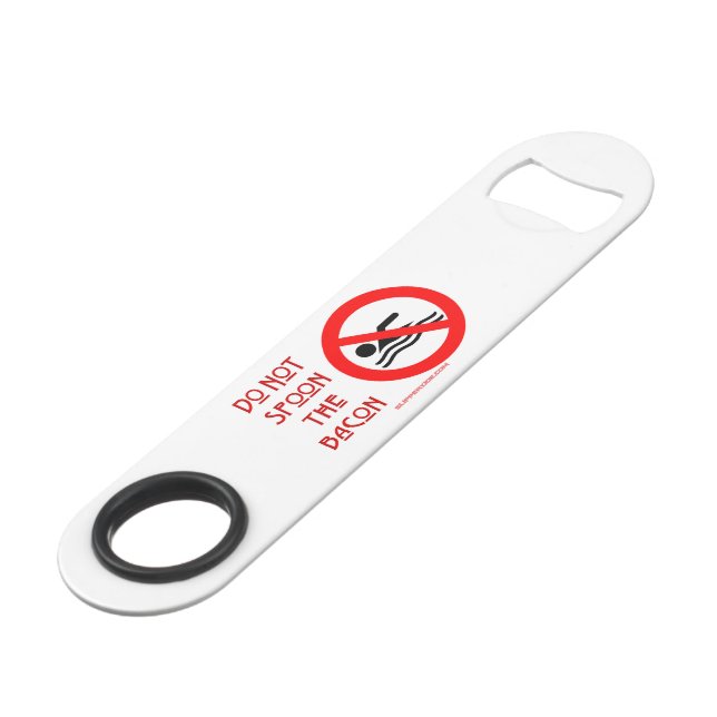 SlipperyJoe's Do Not Spoon Bacon red warning man s (Front Angled)