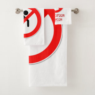 SlipperyJoe's Do Not Spoon Bacon red warning man s Bath Towel Set