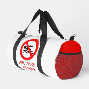 SlipperyJoe's Do Not Spoon Bacon red warning man s Duffle Bag