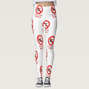 SlipperyJoe's Do Not Spoon Bacon red warning man s Leggings