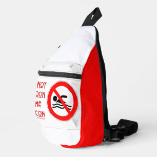 SlipperyJoe's Do Not Spoon Bacon red warning man s Sling Bag