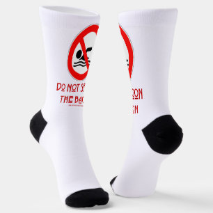 SlipperyJoe's Do Not Spoon Bacon red warning man s Socks