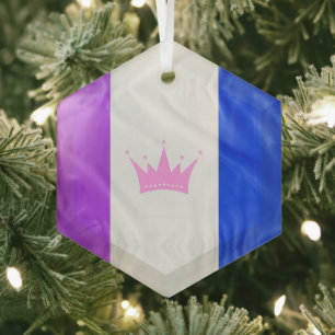 SlipperyJoe's drag culture pride flag purple spiri Glass Tree Decoration