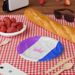 SlipperyJoe's drag culture pride flag purple spiri Paper Plate