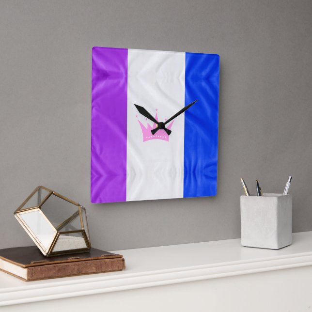 SlipperyJoe's drag culture pride flag purple spiri Square Wall Clock (Office)