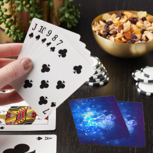 SlipperyJoe's electric thrill New Year’s Eve clock Playing Cards