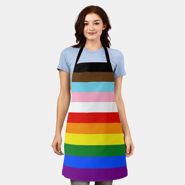 SlipperyJoe's Eleven Stripe Pride Flag blends Phil Apron (Worn)