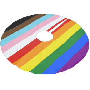 SlipperyJoe's Eleven Stripe Pride Flag blends Phil Brushed Polyester Tree Skirt