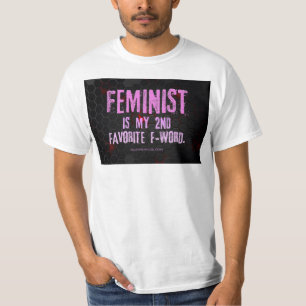SlipperyJoe's Feminist f-word glowing red 3-D blac T-Shirt