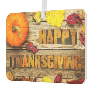 SlipperyJoe's festive Happy Thanksgiving scene bri Car Air Freshener