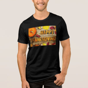 SlipperyJoe's festive Happy Thanksgiving scene bri Tri-Blend Shirt