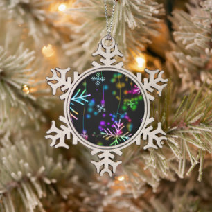 SlipperyJoe's festive lively Christmas atmosphere Snowflake Pewter Christmas Ornament
