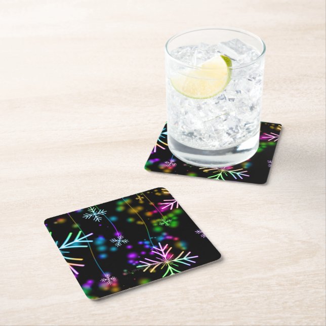 SlipperyJoe's festive lively Christmas atmosphere  Square Paper Coaster (Insitu)