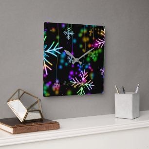 SlipperyJoe's festive lively Christmas atmosphere Square Wall Clock