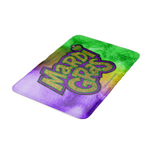 SlipperyJoe's festive Mardi Gras theme crown reinf Bath Mat