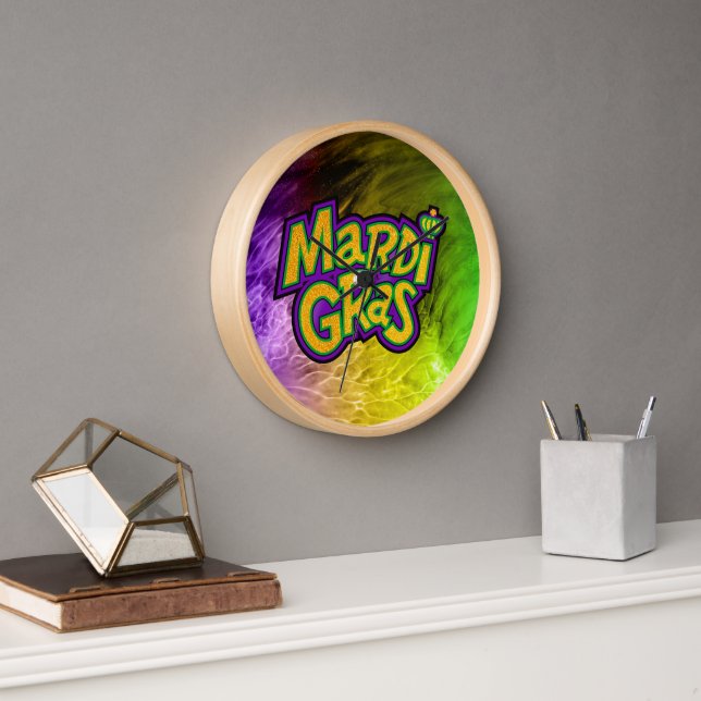 SlipperyJoe's festive Mardi Gras theme crown reinf Clock (Office)