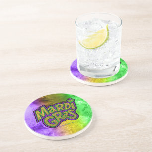 SlipperyJoe's festive Mardi Gras theme crown reinf Coaster