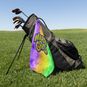 SlipperyJoe's festive Mardi Gras theme crown reinf Golf Towel