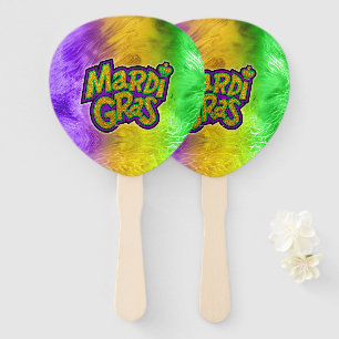 SlipperyJoe's festive Mardi Gras theme crown reinf Hand Fan