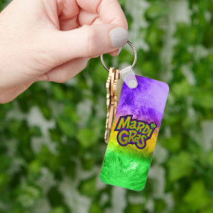 SlipperyJoe's festive Mardi Gras theme crown reinf Key Ring