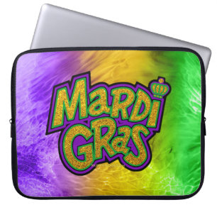 SlipperyJoe's festive Mardi Gras theme crown reinf Laptop Sleeve