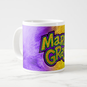 SlipperyJoe's festive Mardi Gras theme crown reinf Large Coffee Mug