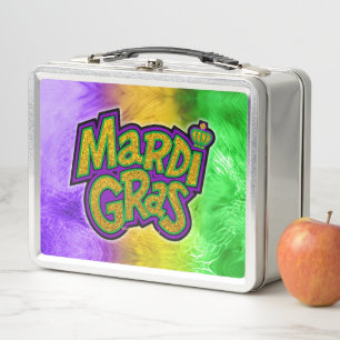SlipperyJoe's festive Mardi Gras theme crown reinf Metal Lunch Box