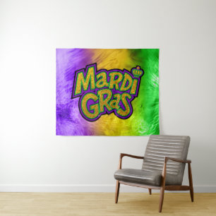 SlipperyJoe's festive Mardi Gras theme crown reinf Tapestry