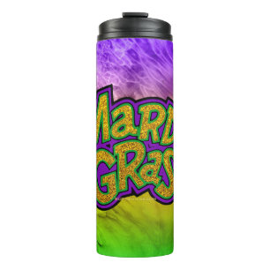 SlipperyJoe's festive Mardi Gras theme crown reinf Thermal Tumbler