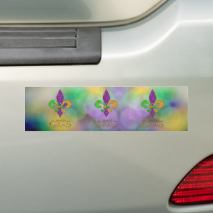 SlipperyJoe's festive Mardi Gras themed purple gre Bumper Sticker